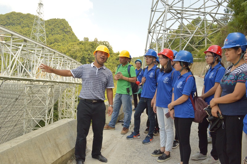 朱万旭教授向实践团成员讲解fast工作原理实践团成员参观深圳市华禾